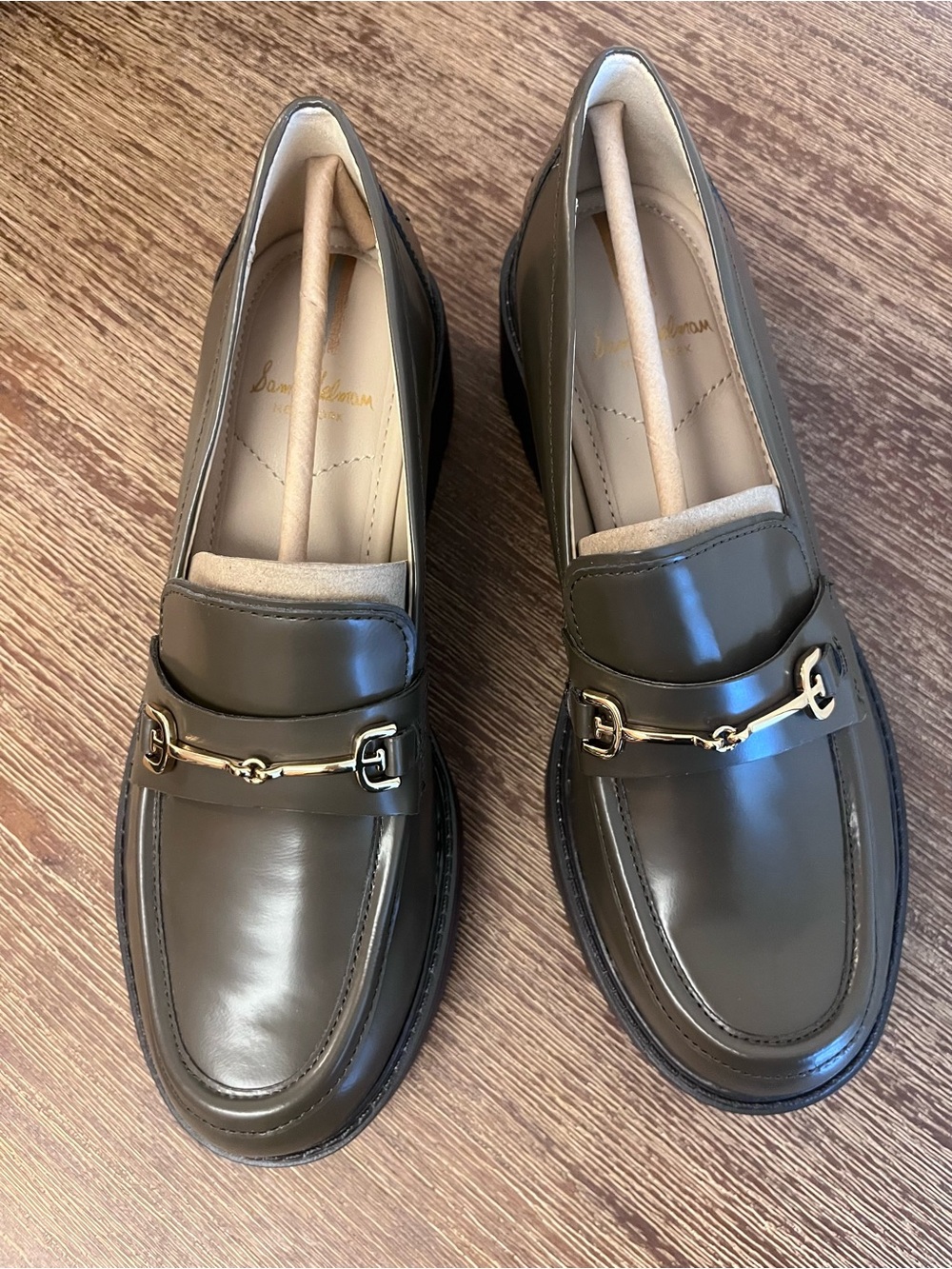 SAM EDELMAN LEATHER TULLY LUG SOLE LOAFER ALPINE GREEN SIZE 6